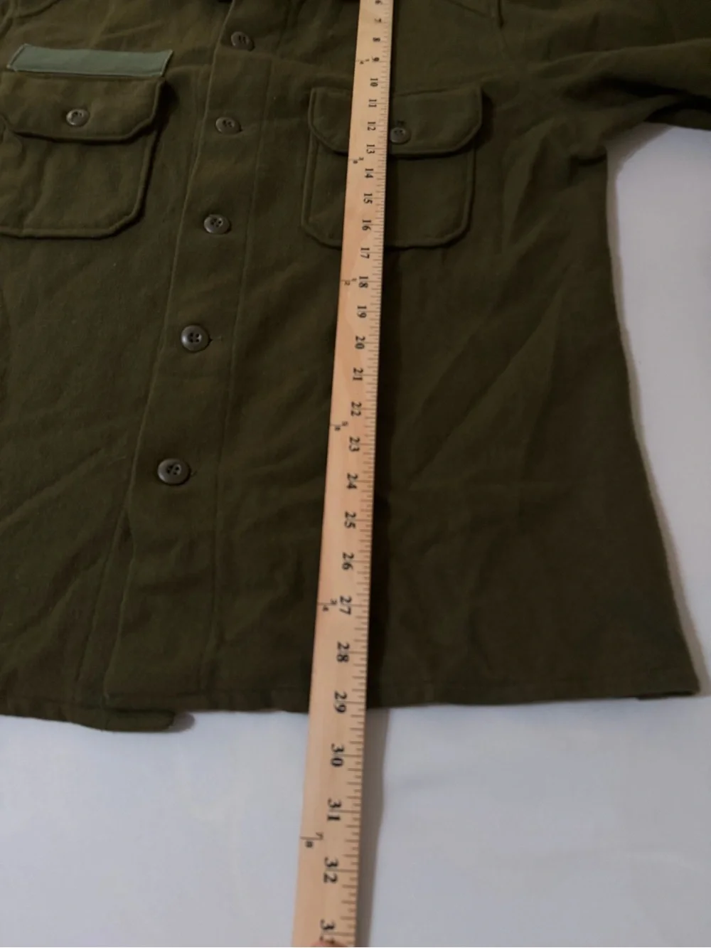 VTG 70s Army Cold Weather Field Shirt Olive Green 108 Wool Blend Jacket Mens L